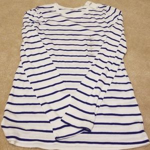 NWT white and blue striped top